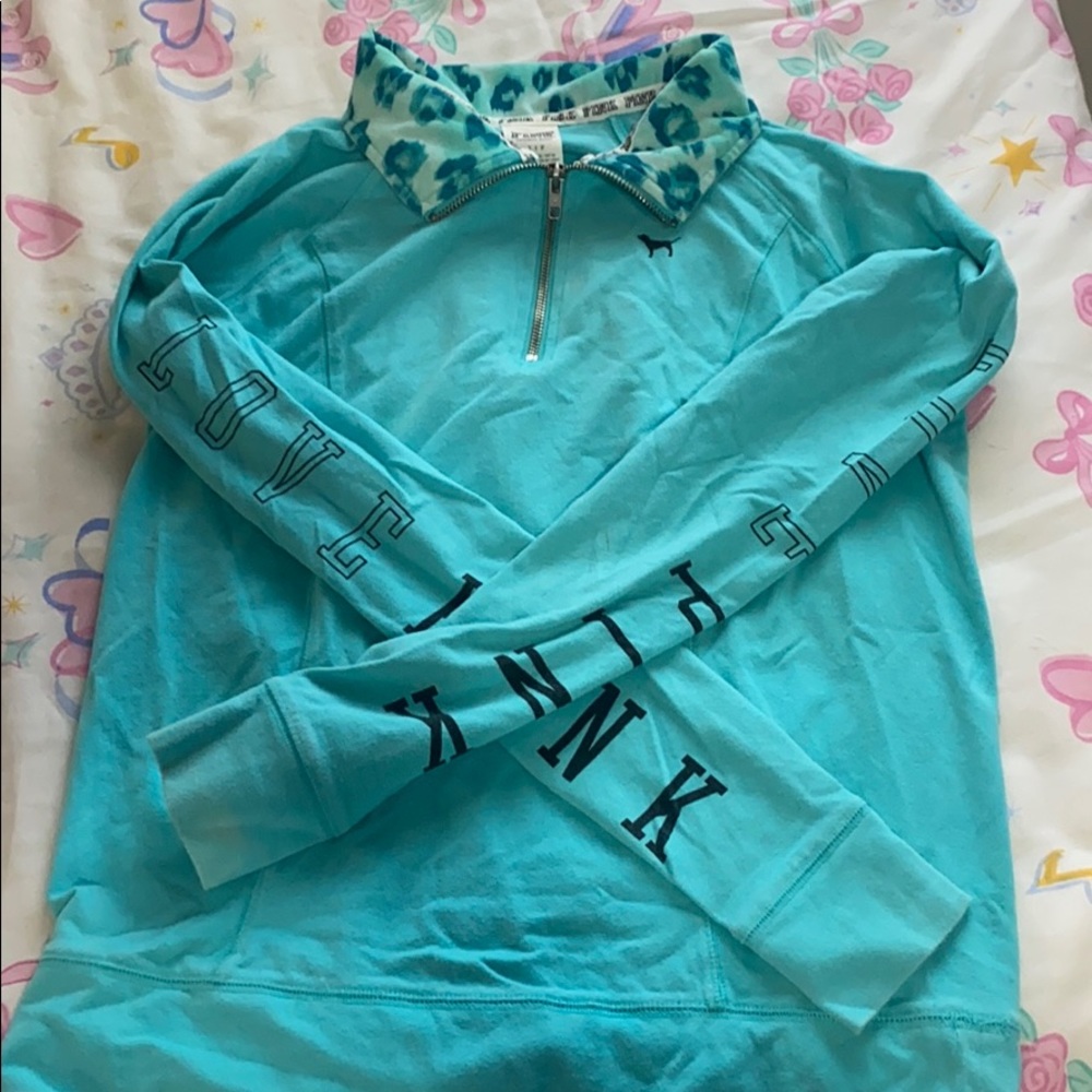 Turquoise VS leopard quarter zip